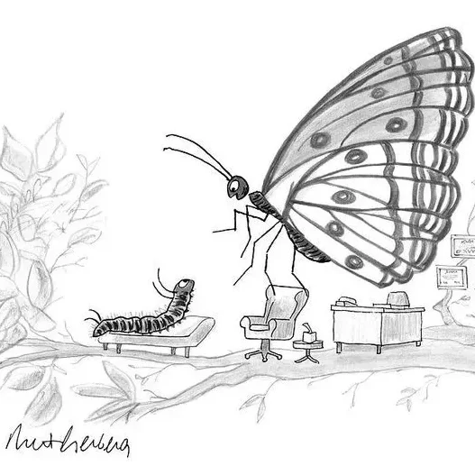 Caterpillar and Butterfly cartoon by Mort Gerbert